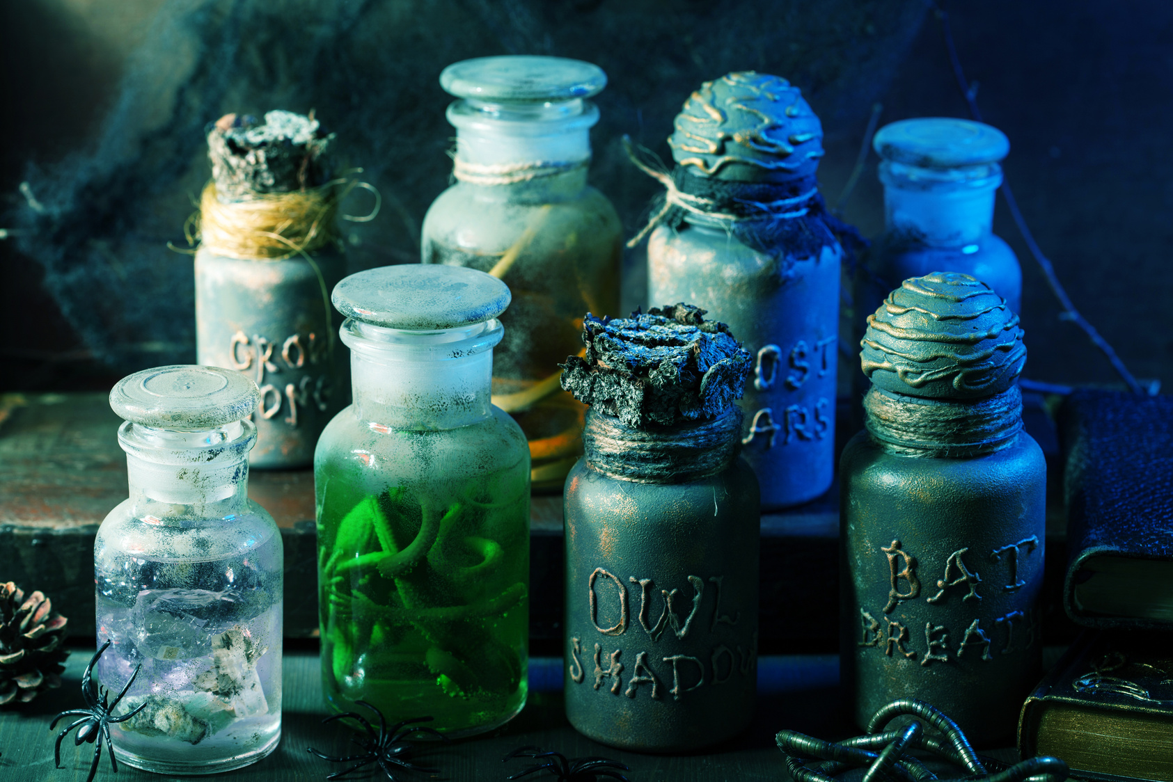 Witch Apothecary Jars with Magic Potions 